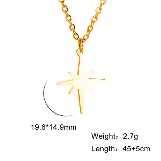 Stainless Steel Rice Necklace Female Six-pointed Star Weloria