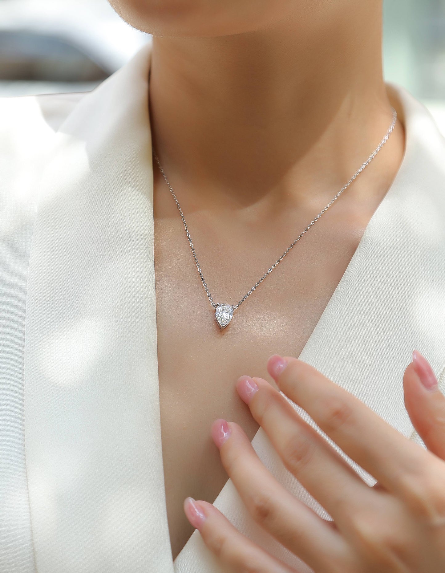 Water Drop - Fashionable Jewelry Pendant Set With Moissanite S925 Sterling Silver And Platinum-plated Diamond, Moissanite Silver Jewelry Weloria
