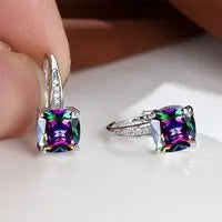 Square Zircon Inlaid Ear Hook Korean Style Fashion All-matching Weloria