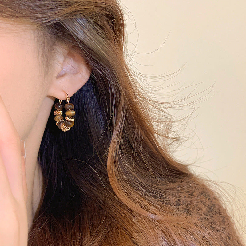Retro Maillard Tigereye Women's Trendy Earrings Weloria