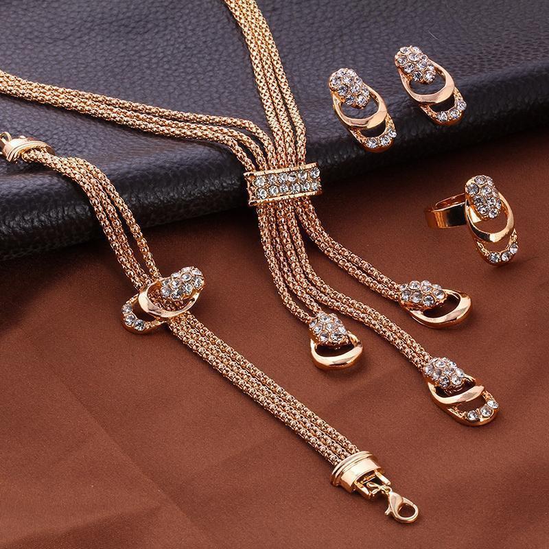 Bridal Necklace Earrings Jewelry 4 PCs Set Weloria