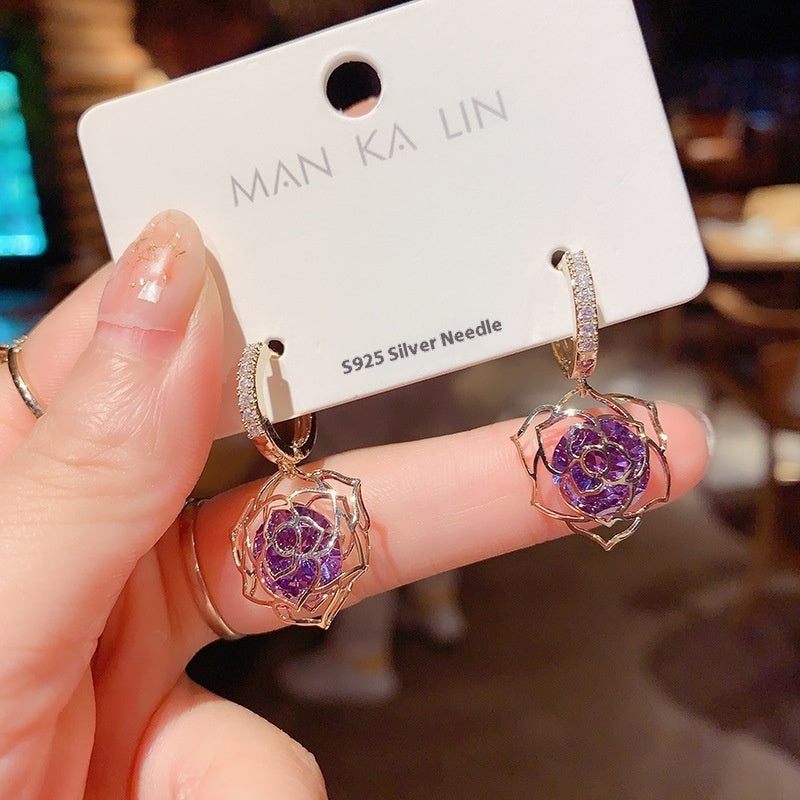 All-matching Elegant Simple Zircon Female Earrings Weloria