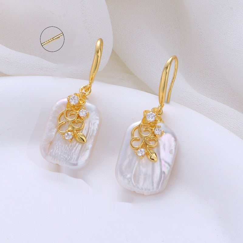 Copper Plated Real Gold Design Versatile Baroque Shaped Pearl Earrings Weloria