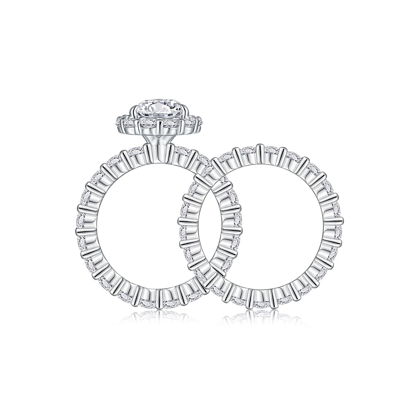 Devoted Dew - Fashionable Men's And Women's Ring And Ring Jewelry Set With Moissanite S925 Sterling Silver And Platinum-plated Diamond. Weloria