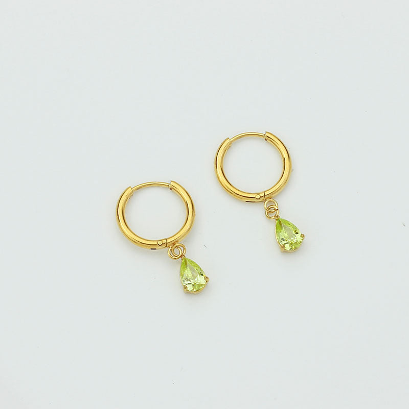 Drop-shaped Zircon Earrings Women's Stainless Steel Light Luxury High Sense Weloria