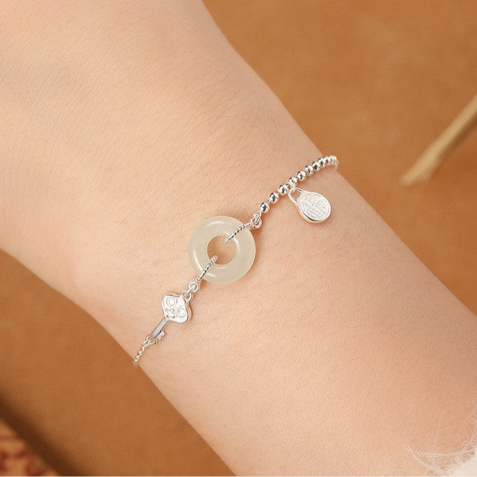 New Blessing Card Peace Buckle Hetian Jade Bracelet Weloria