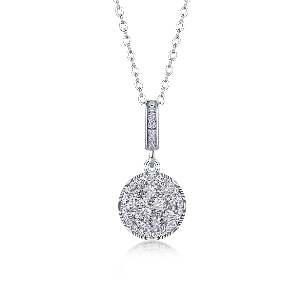 Double Ring Combination - A Fashionable And Luxurious Diamond Jewelry Piece Set With Moissanite S925 Sterling Silver And Platinum-plated Pendant Weloria