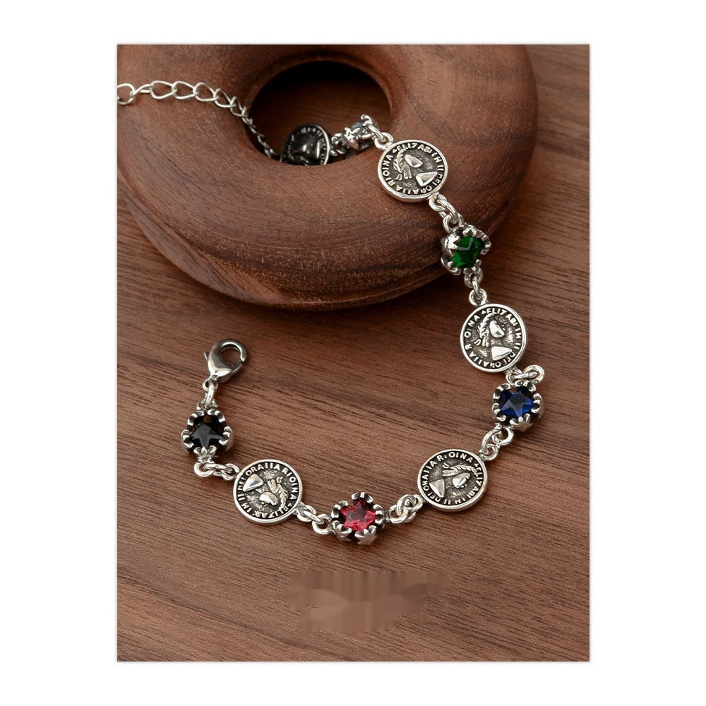 Colorful Zircon Five-pointed Star Round Matching Bracelet Weloria