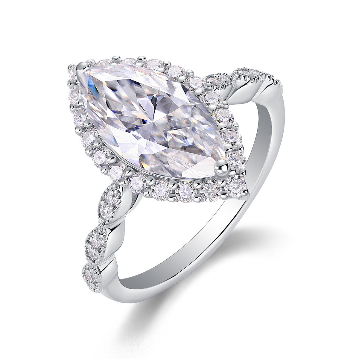 Starlight Craze - A Fashionable Diamond Jewelry Piece Set With Moissanite S925 Sterling Silver And Platinum Diamond Ring Weloria