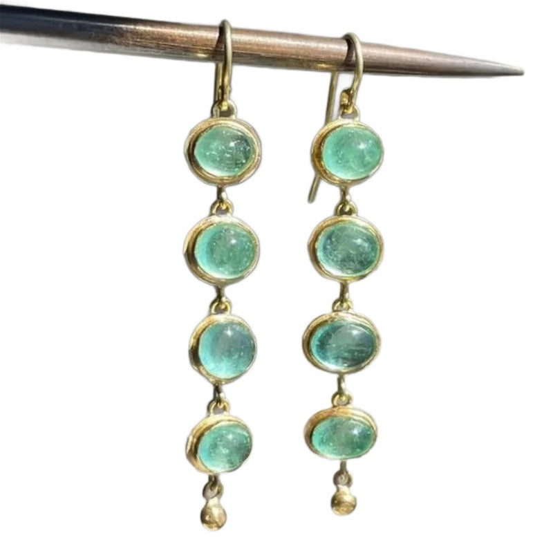 Fashion Geometric Trend Multi-layer Elegant Natural Stone Tassel Earrings Weloria