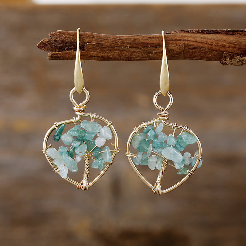 Natural Crystal Lucky Tree Eardrop Earring Earrings Popular Ornament Weloria