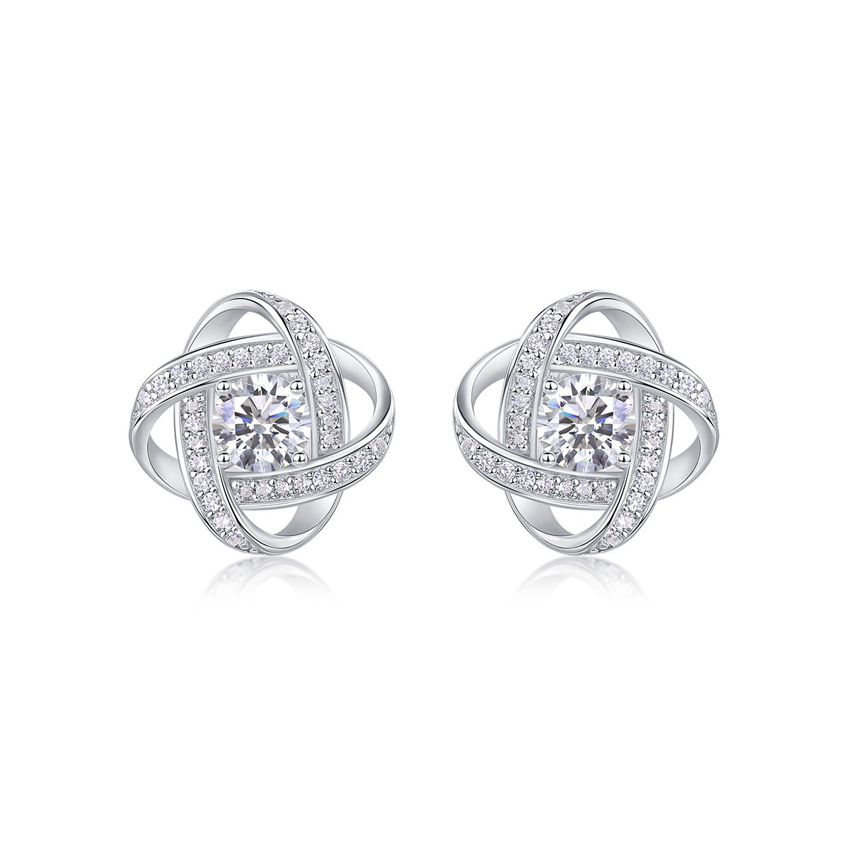 Hope Beam - A Fashionable And Luxurious Diamond Jewelry Piece Set With Half-carat Moissanite S925 Sterling Silver And Platinum-plated Stud Earrings Weloria