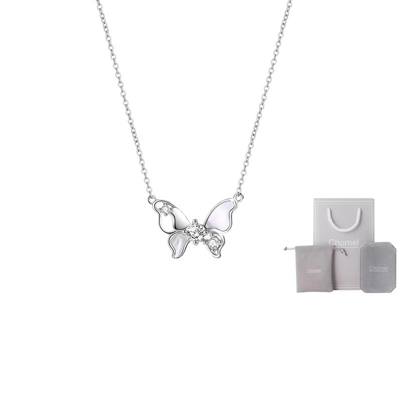 Butterfly Fritillary Necklace Women's Sterling Silver Light Luxury Minority Weloria