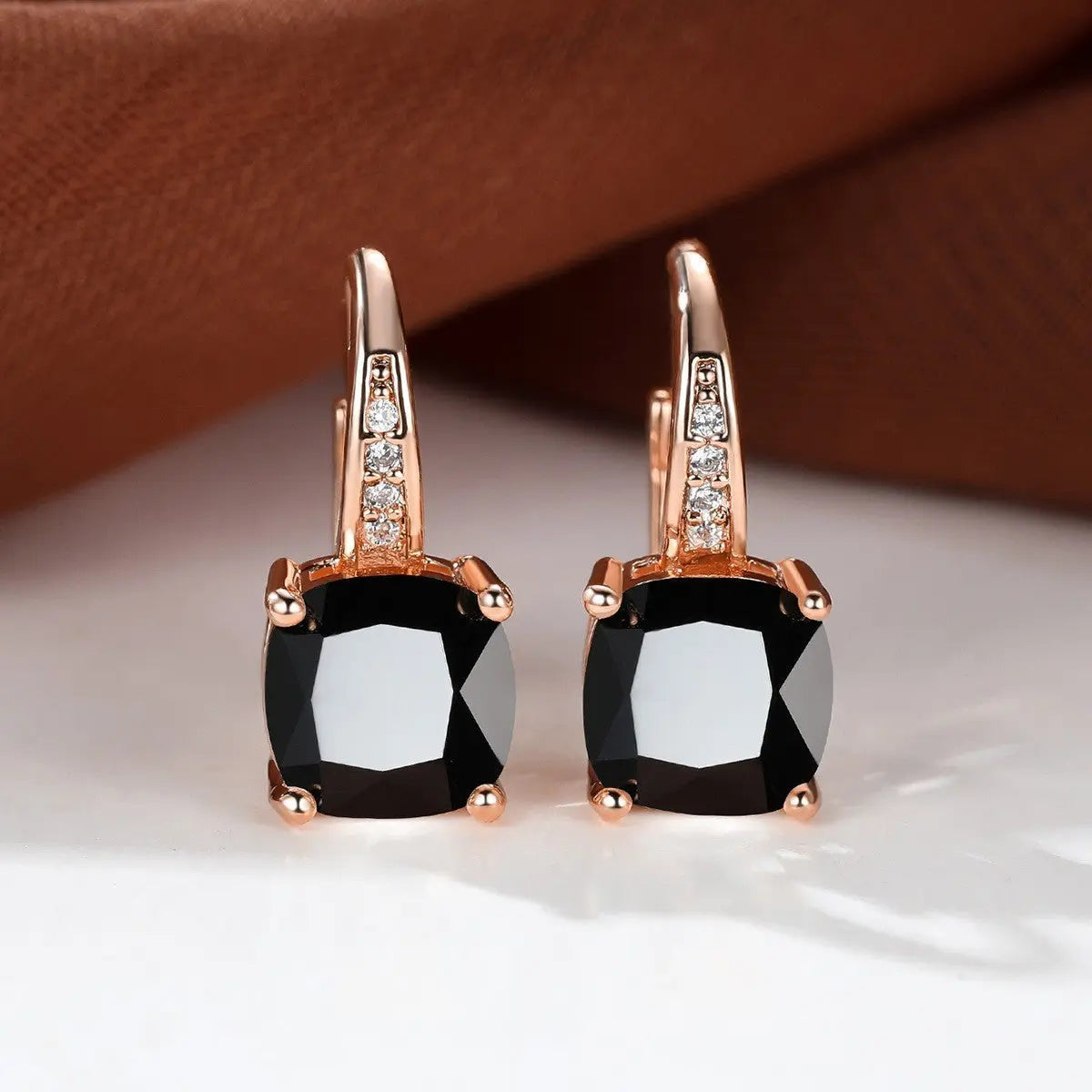 Square Zircon Inlaid Ear Hook Korean Style Fashion All-matching Weloria