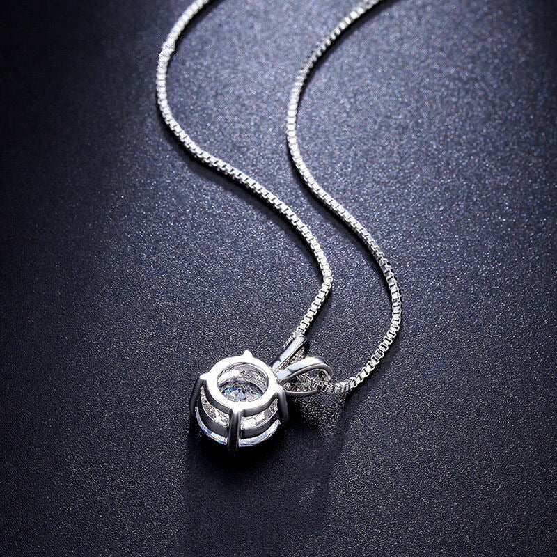 Zircon Pendant Four-claw Necklace Women's Simple Fashion Temperament Trend Weloria
