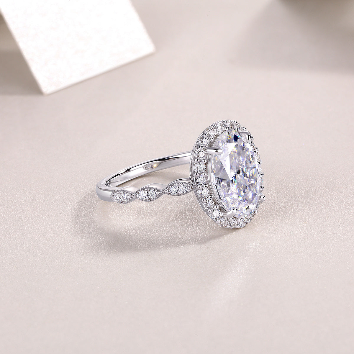 Bright Moon - A Fashionable Diamond Jewelry Piece Set With Moissanite S925 Sterling Silver And Platinum-plated Diamond Ring Weloria