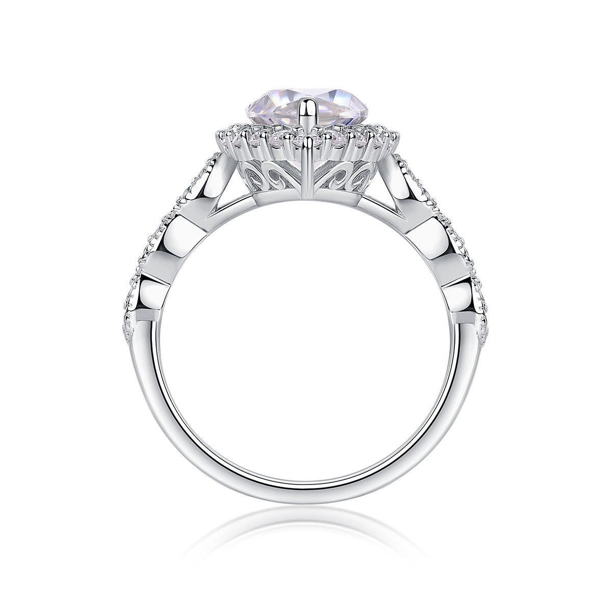 Starlight Craze - A Fashionable Diamond Jewelry Piece Set With Moissanite S925 Sterling Silver And Platinum Diamond Ring Weloria
