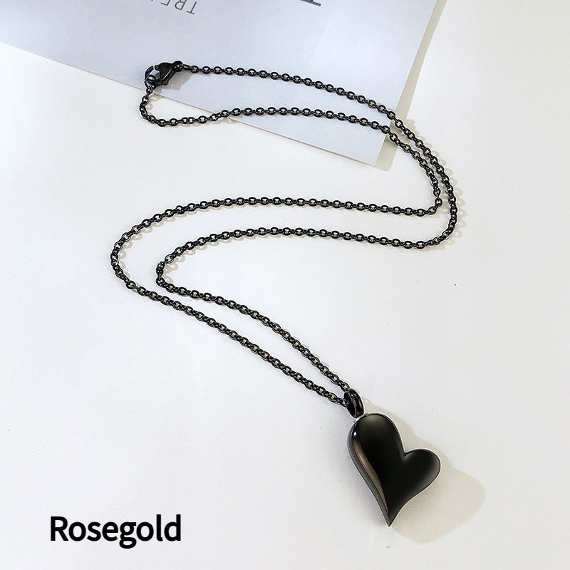 Women's Titanium Steel Peach Heart Urn Can Be Opened Pendant Necklace Weloria
