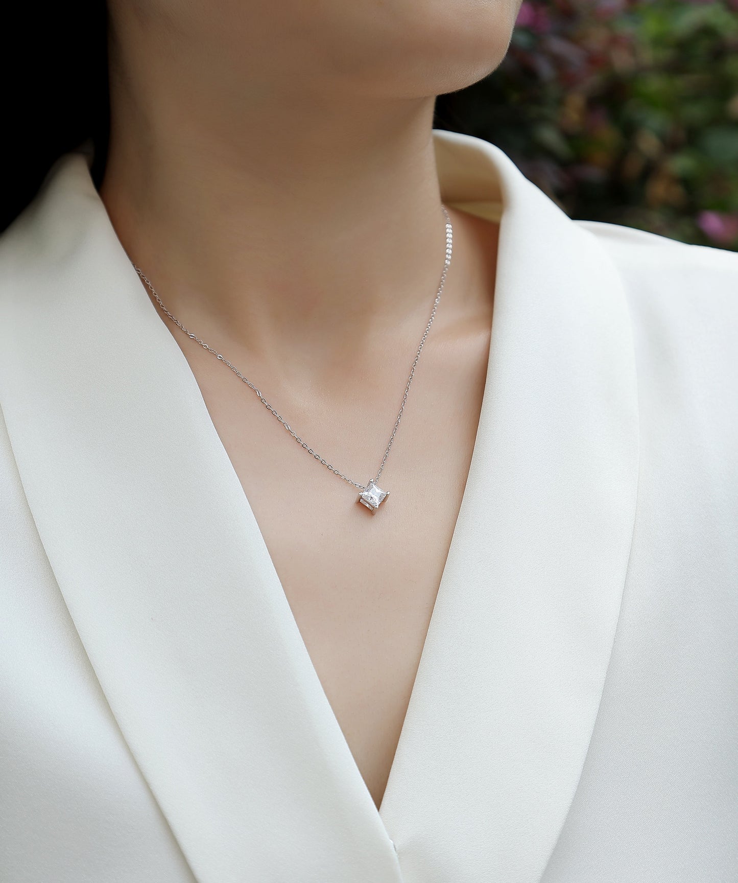 Stay Together - A Fashionable And Luxurious Diamond Jewelry Pendant Set With Square Moissanite S925 Sterling Silver. Weloria