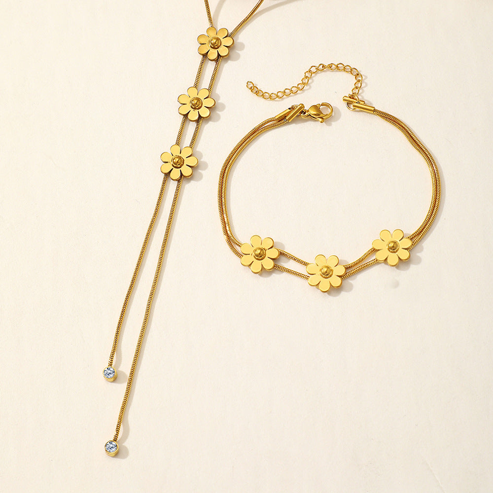 Three-dimensional Lock Snake Necklace Two-piece Set Weloria