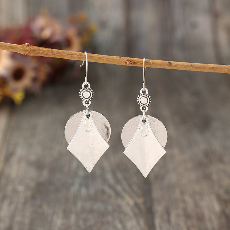 New Simple Style Geometric Metal Alloy Earrings Layered Retro Personality Weloria