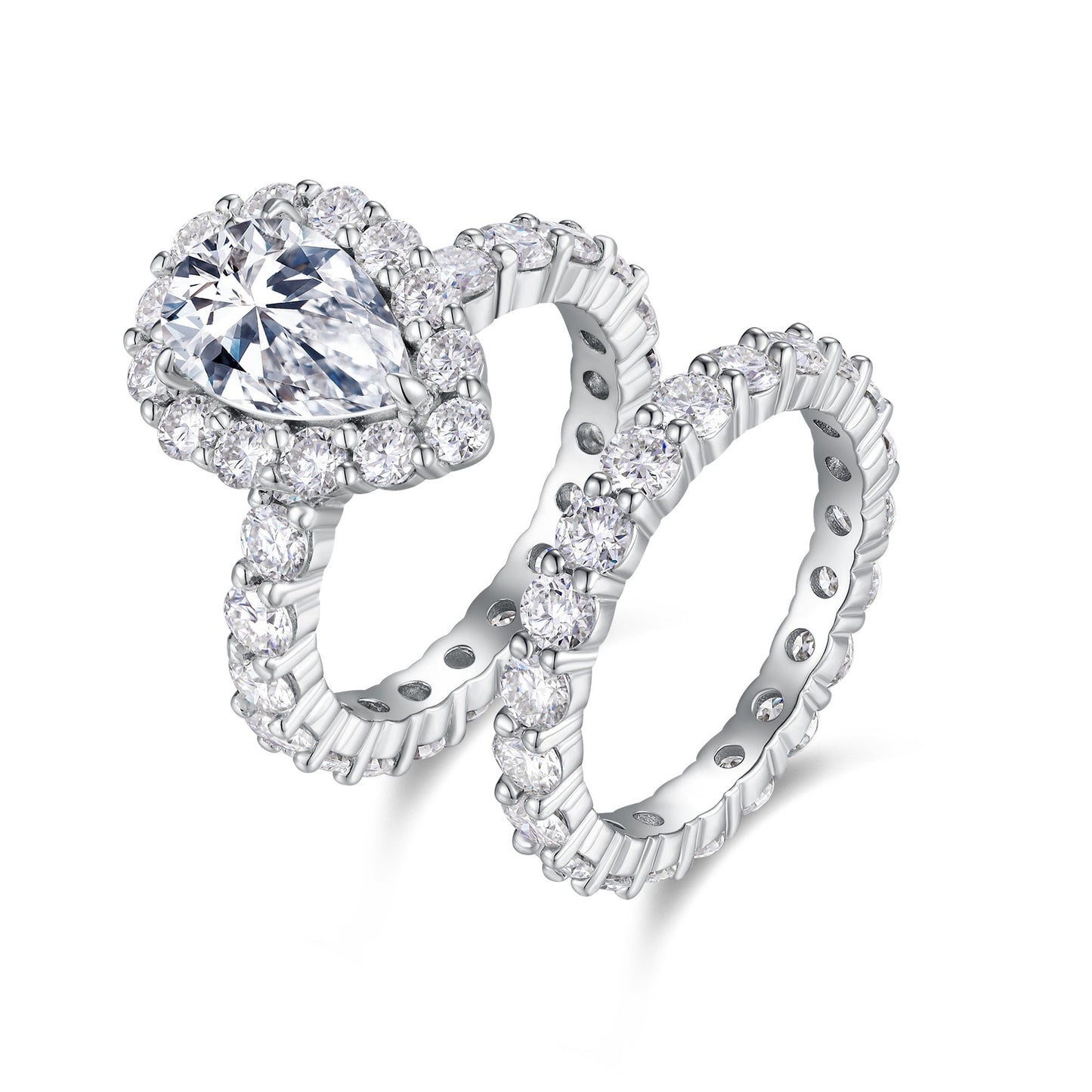 Devoted Dew - Fashionable Men's And Women's Ring And Ring Jewelry Set With Moissanite S925 Sterling Silver And Platinum-plated Diamond. Weloria