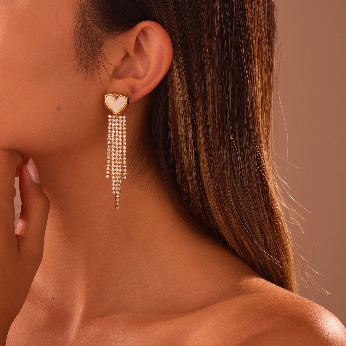 Diamond Tassel Love Stainless Steel Earrings Weloria