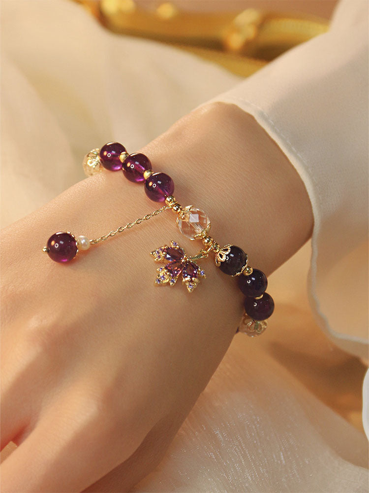 Purple Maple Natural Uruguay Amethyst Bracelet Maple Leaf Weloria
