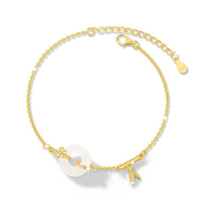 Luxury Fashion Peace Buckle White Chalcedony Bracelet Weloria