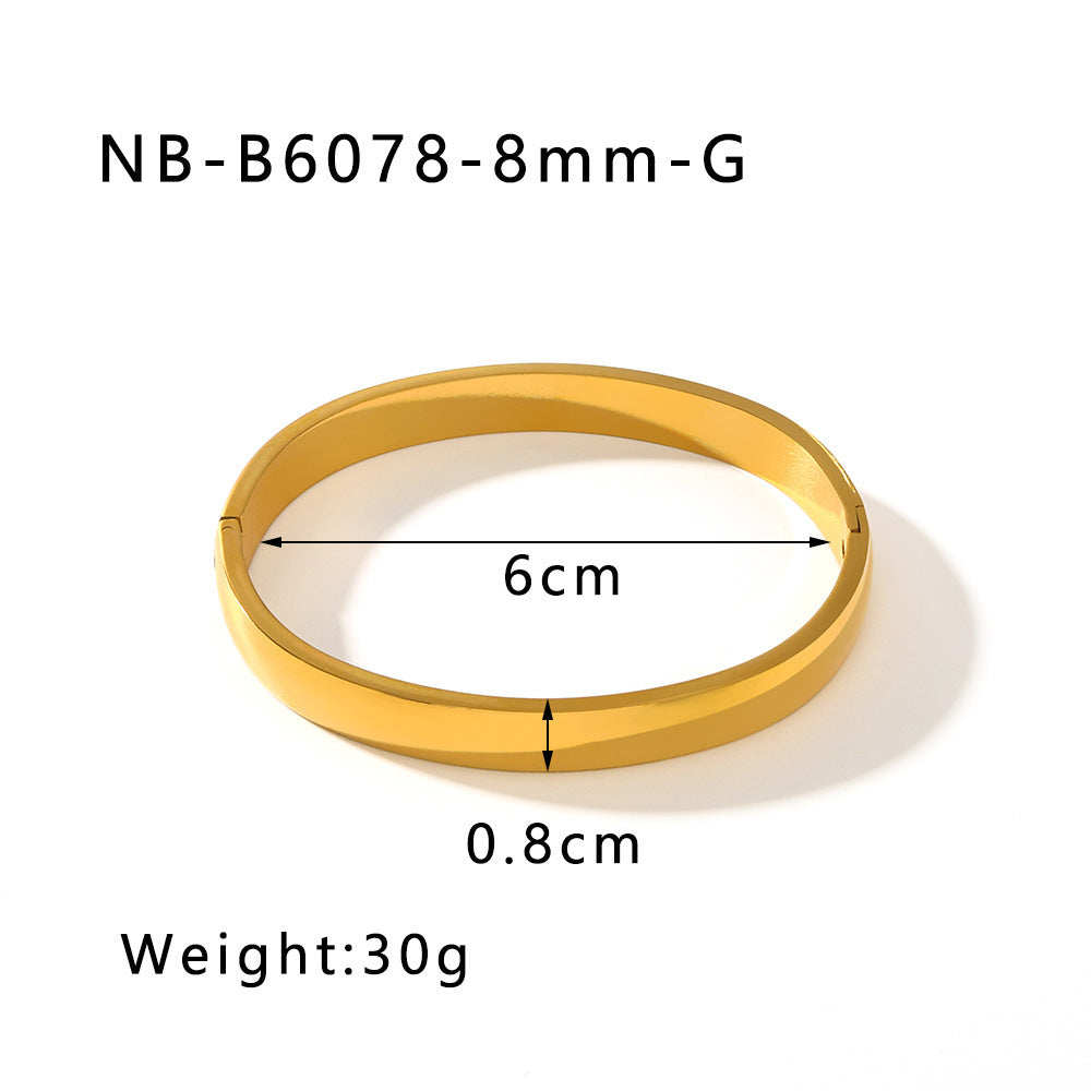 Fashionable All-match Stainless Steel Gold-plated Glossy Bracelet Does Not Fade Weloria