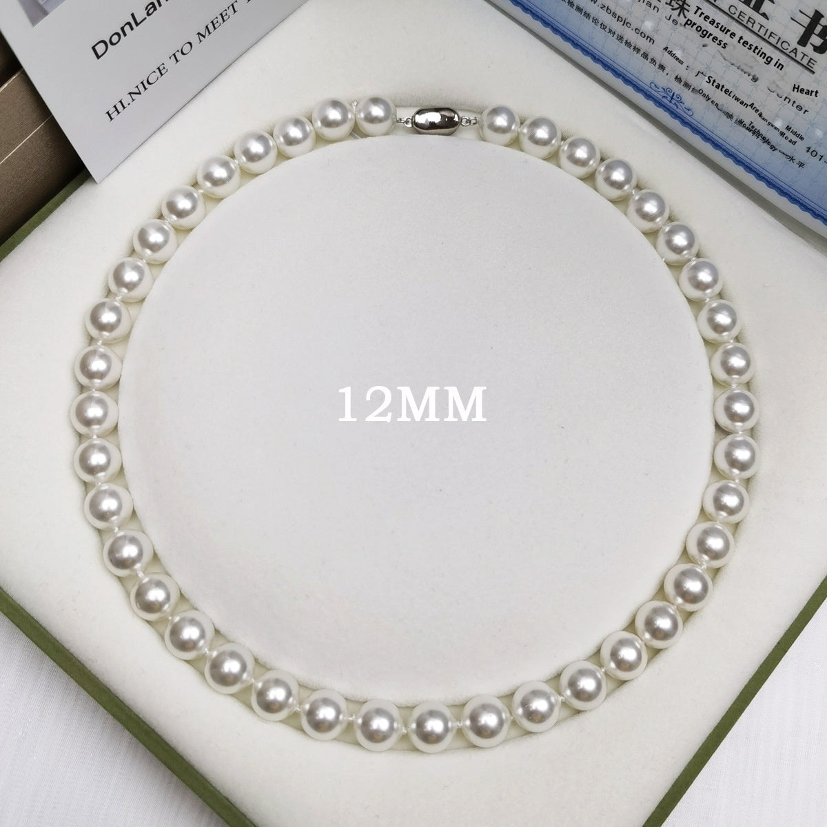 925 Silver Ingot Buckle Strong Light High Quality Shell Pearls Australian White Necklace Weloria