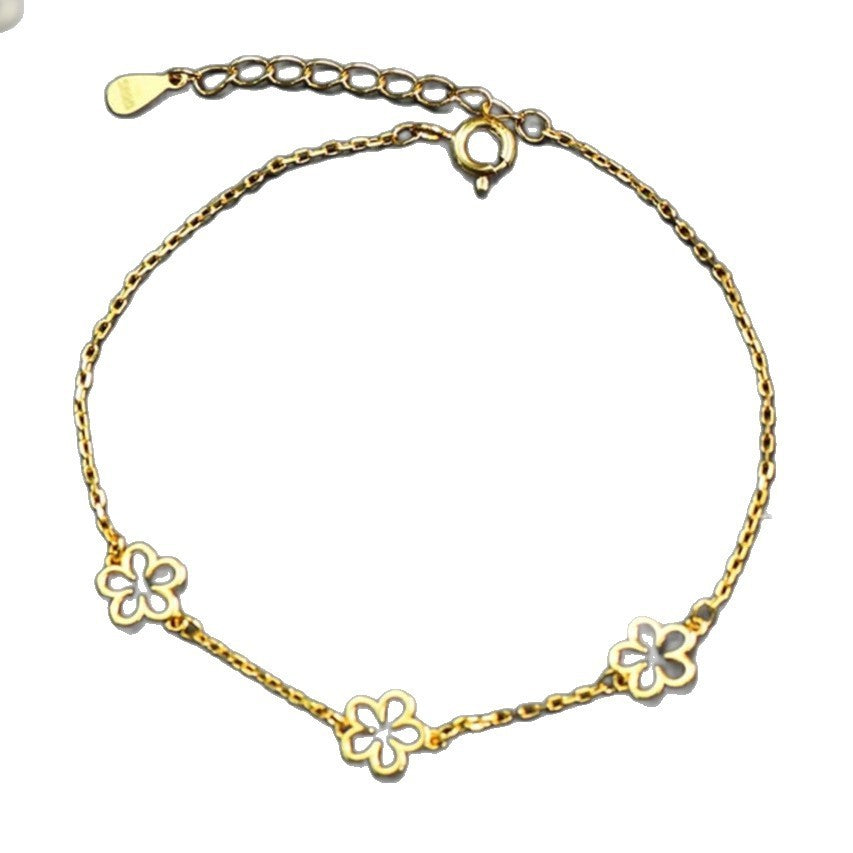 Women's All-match S925 Sterling Silver Light Luxury Flower Bracelet Weloria