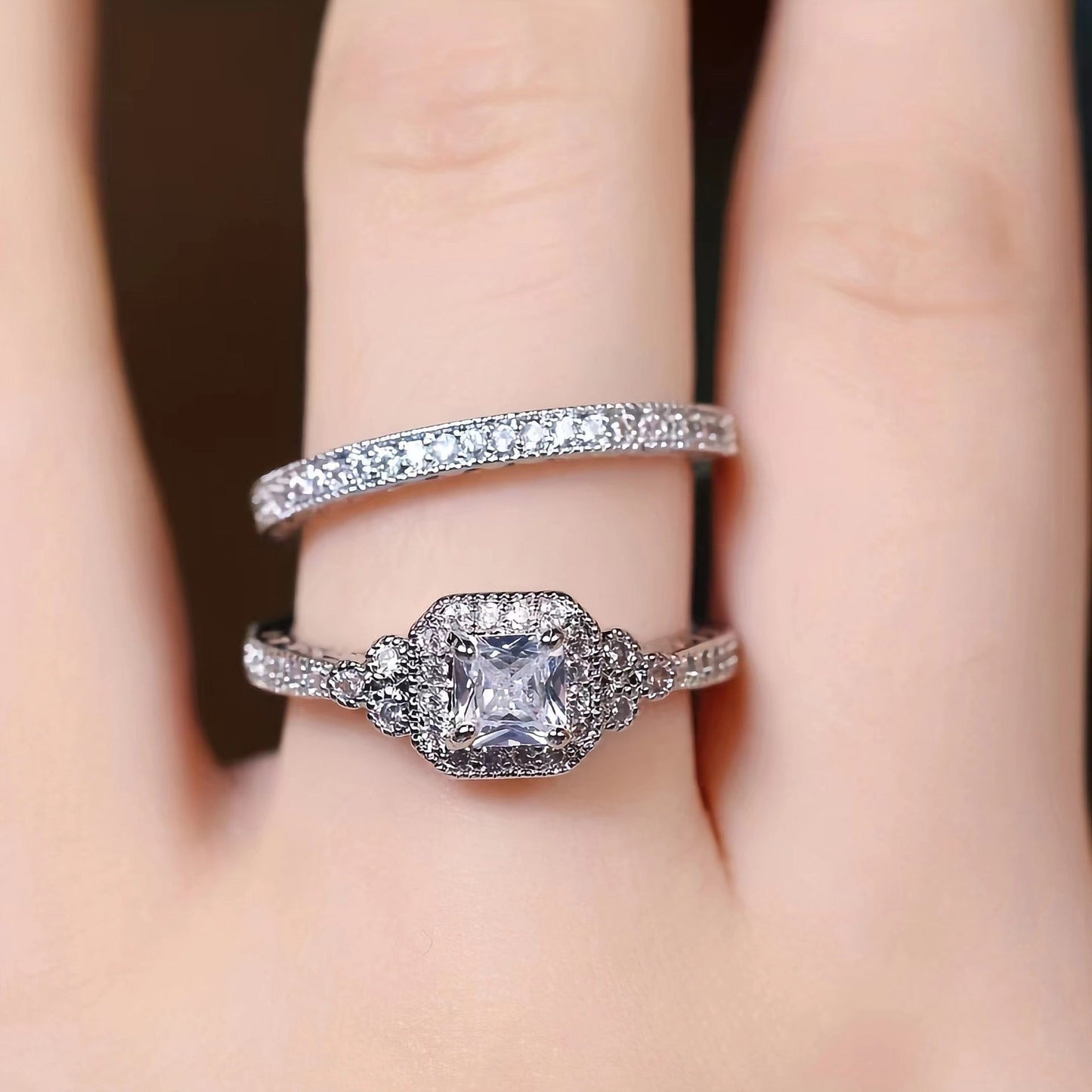 Fashion Ring Set Zircon Simple Ring Weloria