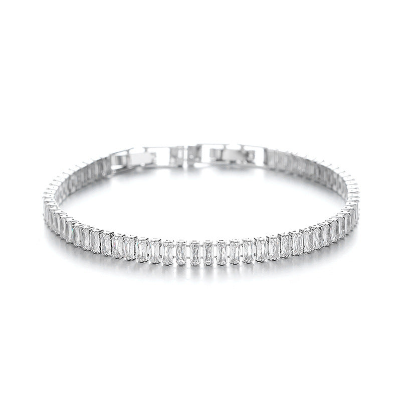 European And American Simple Rectangular Affordable Luxury Style Full Diamond Fashion All-match Bracelet Weloria