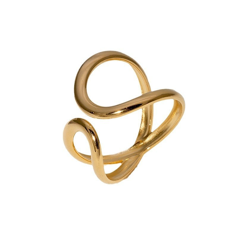 Geometric Asymmetric Minimalistic Personalized Advanced Sense Gold-plated Open Ring Weloria