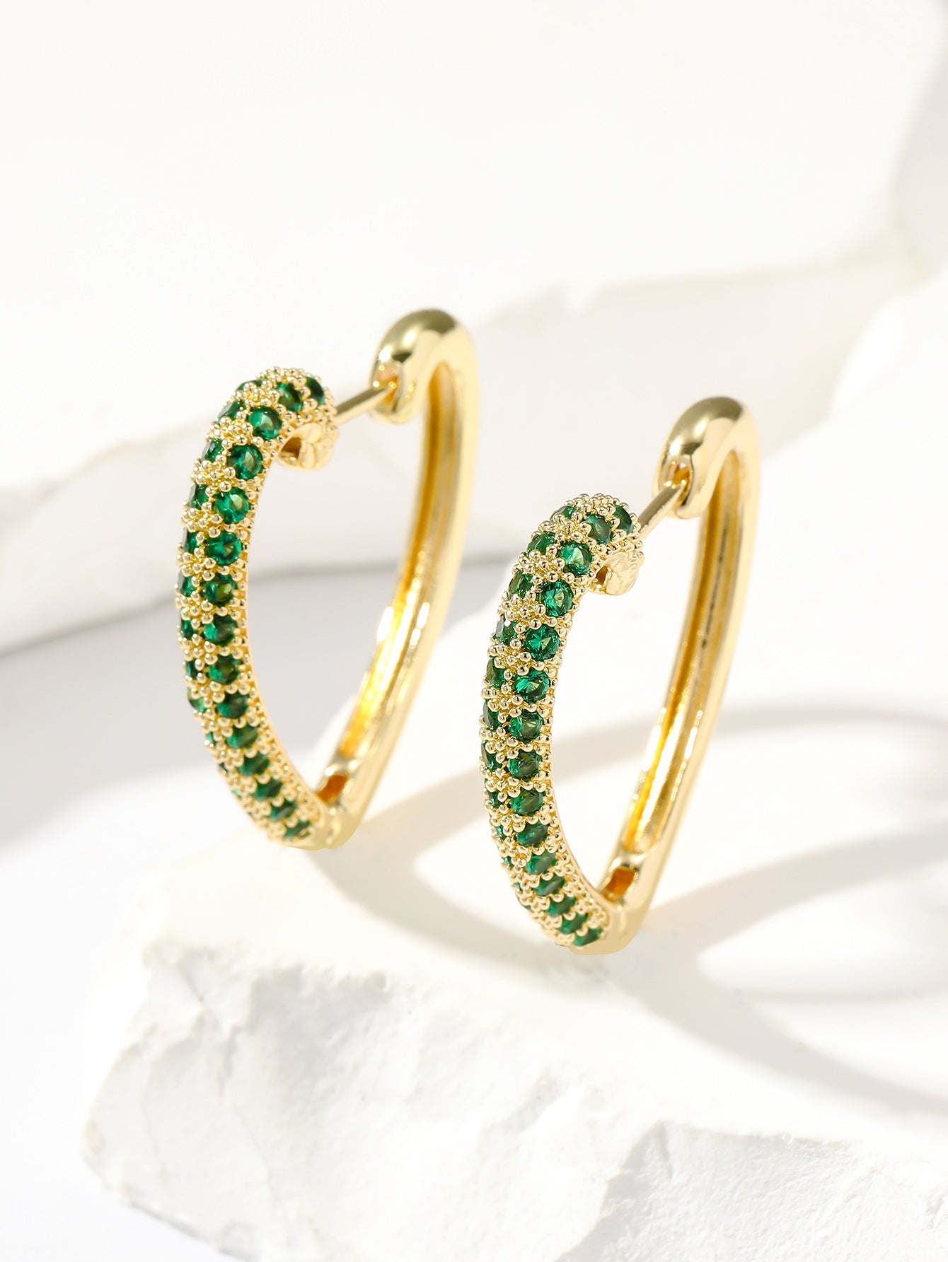 Fashion Retro Gold Love Multi-color Zircon Stud Earrings Weloria