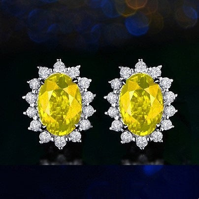 Heart-shaped Six-claw Inlaid Zircon Earrings Weloria