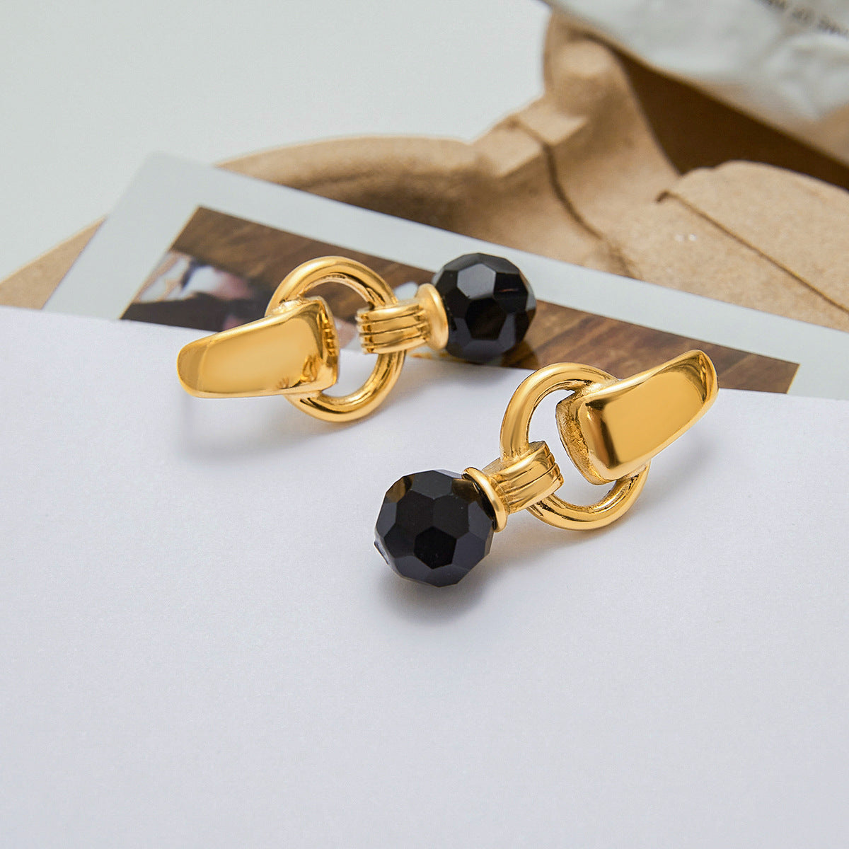Stainless Steel Black Crystal Earrings Titanium Steel Earrings Weloria