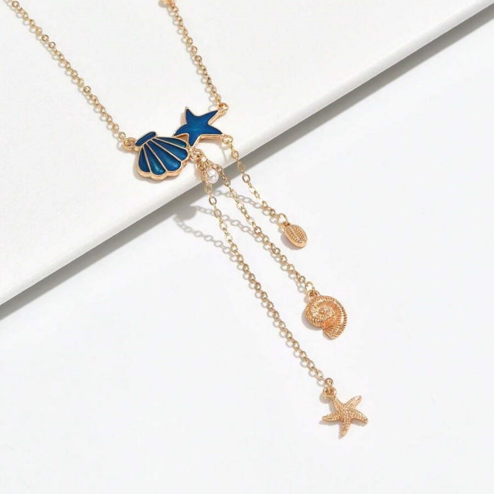 Creative Ocean Style Starfish And Shell Pendant Necklace Simple Weloria