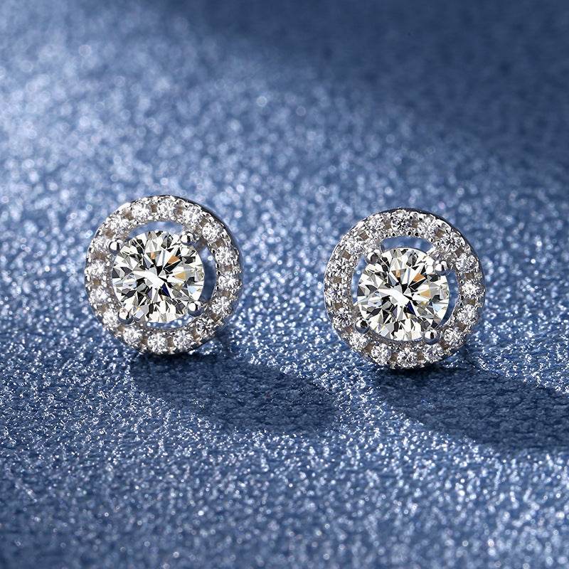 Heart-shaped Six-claw Inlaid Zircon Earrings Weloria