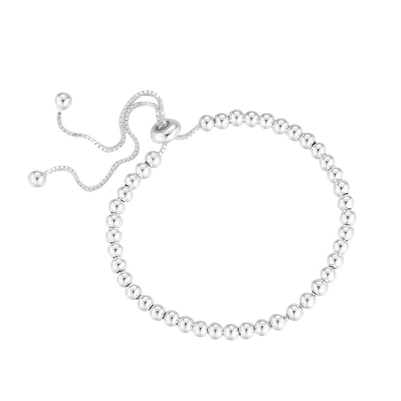 Simple All-Match Silver Round Beads Pull Bracelet For Women New Simple Weloria