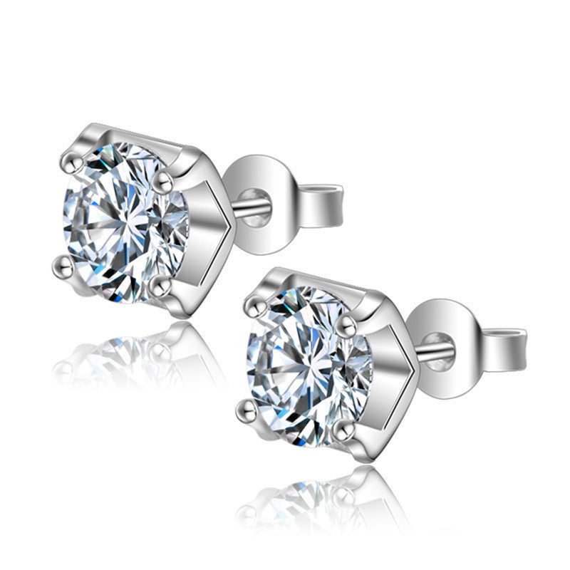 Heart-shaped Six-claw Inlaid Zircon Earrings Weloria
