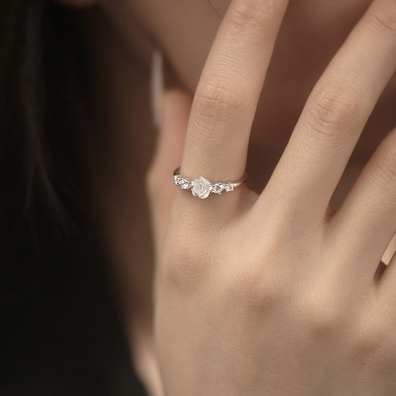 French Retro Rose Camellia Ring For Women Weloria