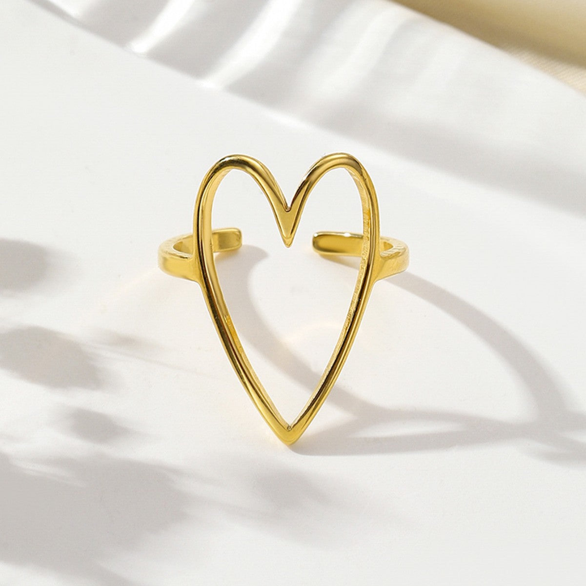 Women's Fashionable New Oil Pressure Opening Love Heart Ring Weloria