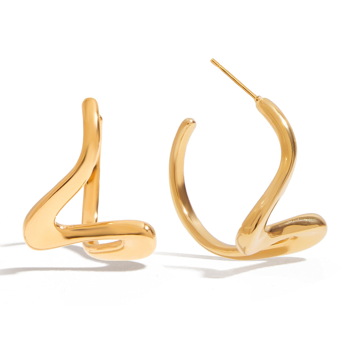 Titanium Steel Earrings Line 18K Gold Stainless Steel Studs Weloria