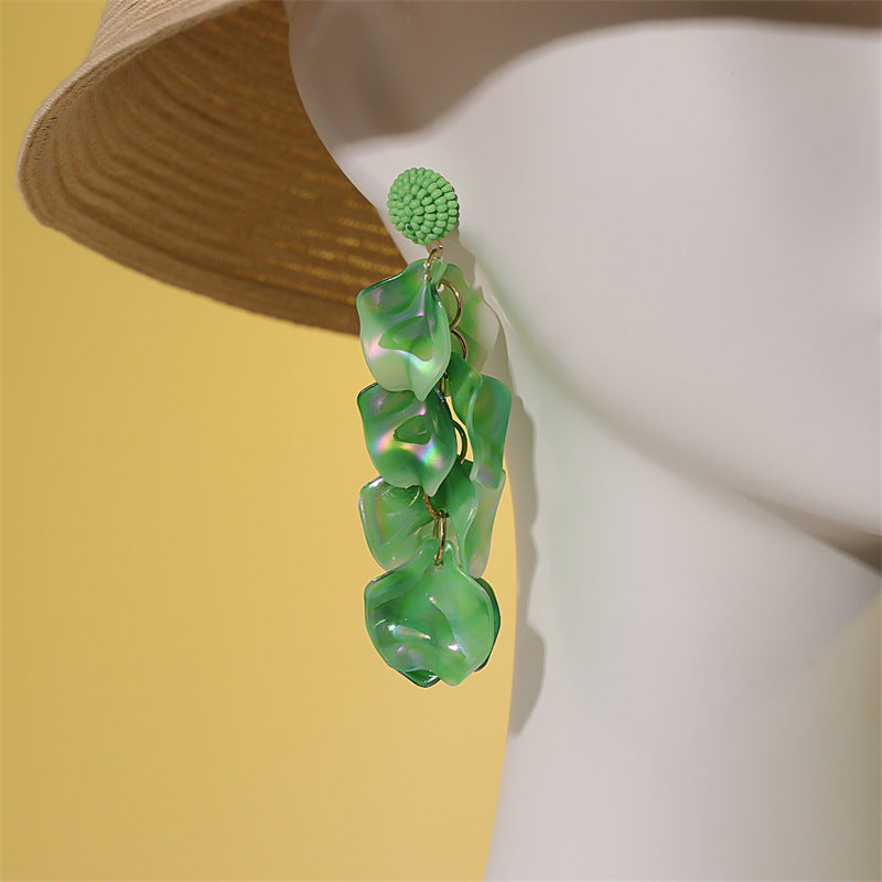 Beach Style Creative Handicraft Leaf Earrings Europe And America Weloria
