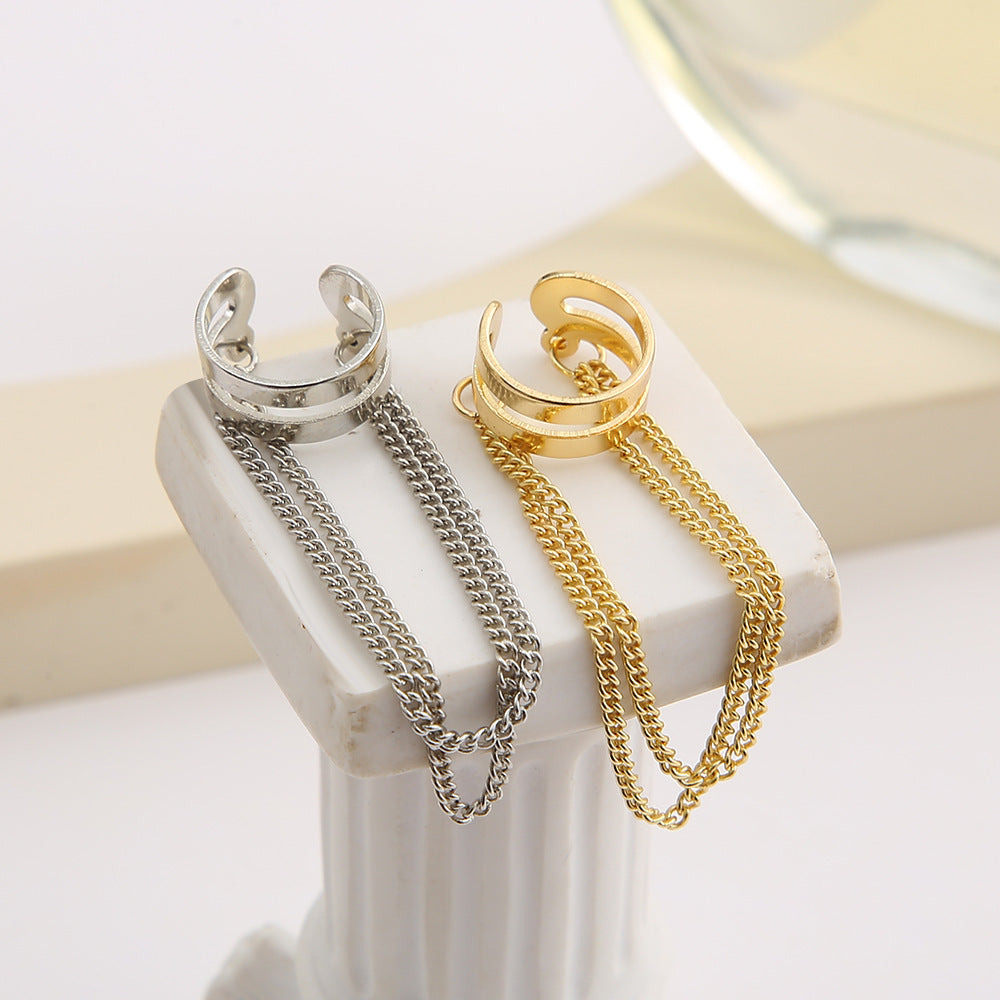 Fashion Double Metal Chain Tassel Earrings Weloria