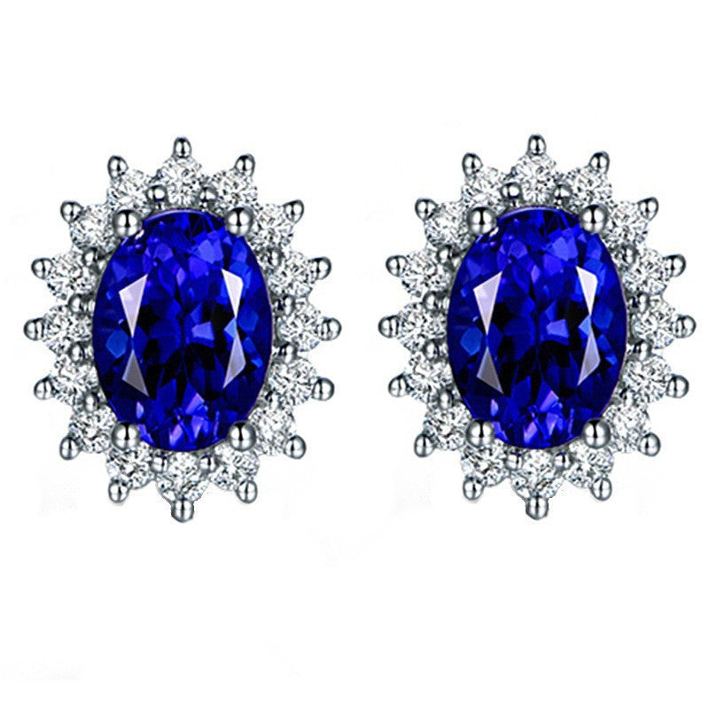 Heart-shaped Six-claw Inlaid Zircon Earrings Weloria