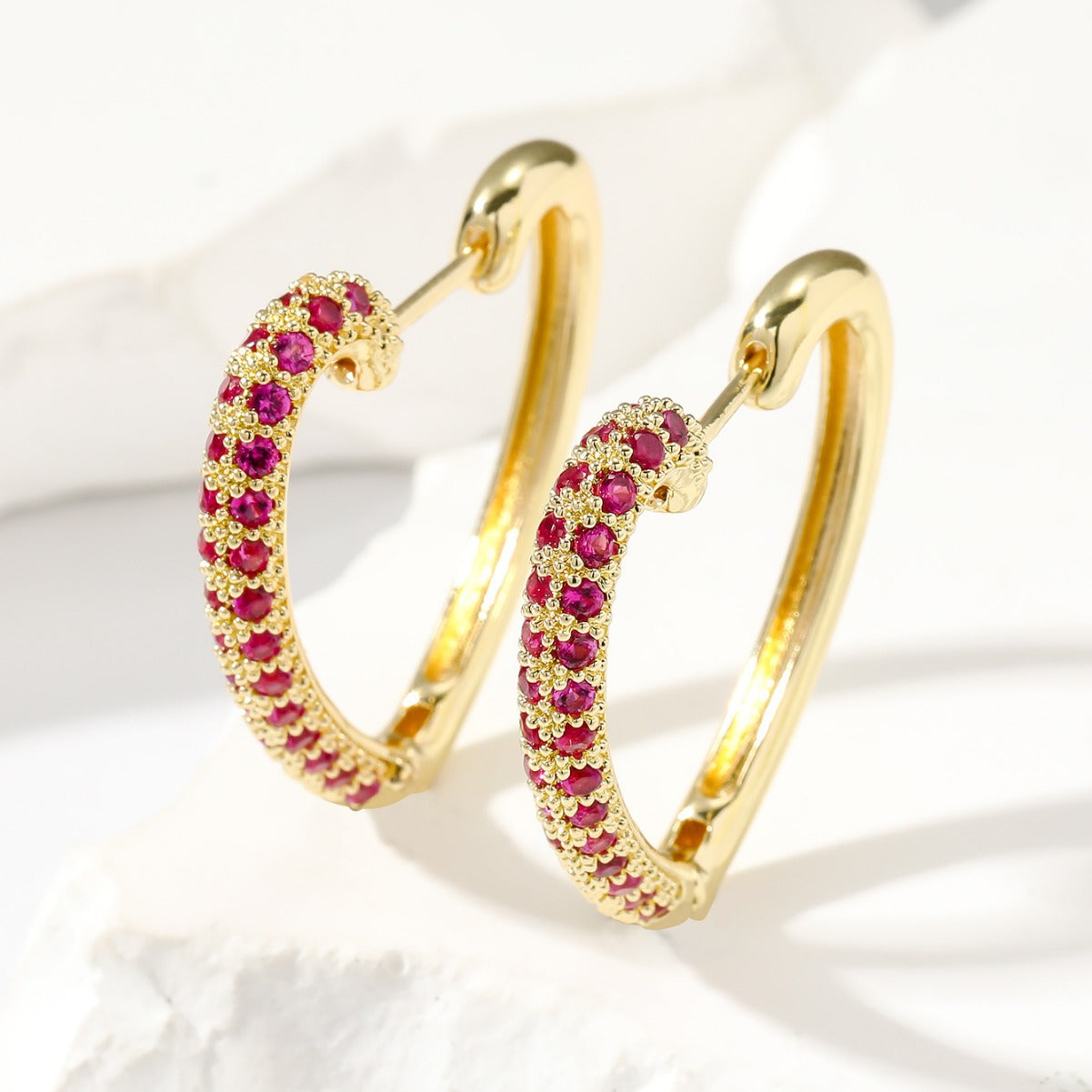Fashion Retro Gold Love Multi-color Zircon Stud Earrings Weloria