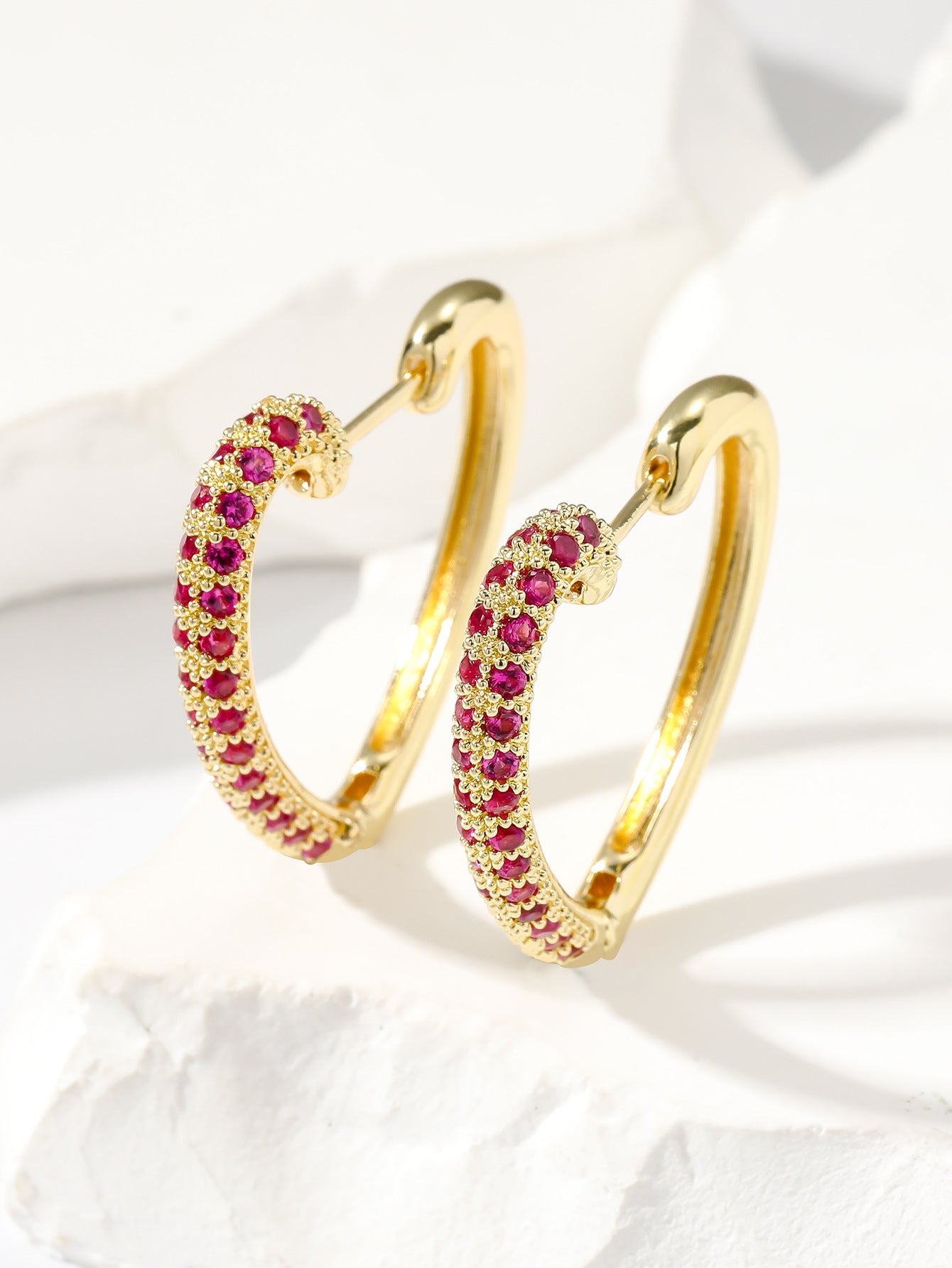 Fashion Retro Gold Love Multi-color Zircon Stud Earrings Weloria